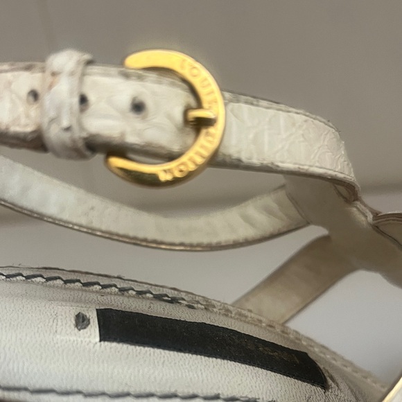 Louis Vuitton Authentic Monogram Wedge Heels 36 (6) white & gold - Picture 4 of 16
